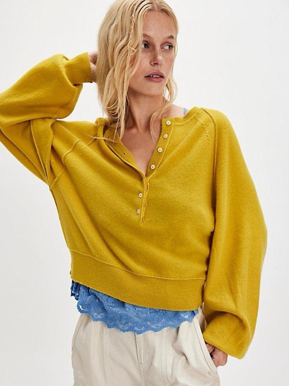 Free People Porta Cashmere Mustard Yellow Medium